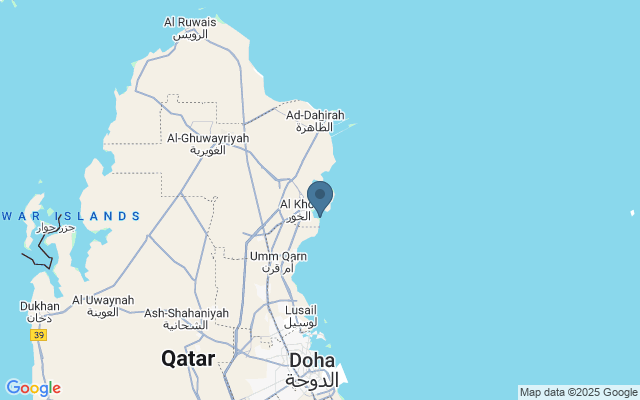 Kaart met locatie Stranden Al Khor